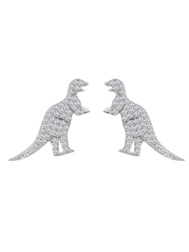 925 Sterling Silver Cubic Zirconia Dinosaur Luxury Cluster Earring