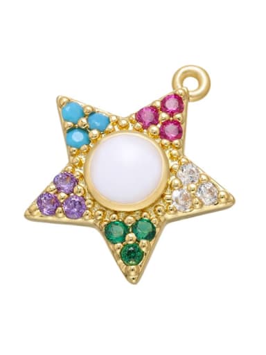 White colored diamond Brass Diamond Gold Plated Five-pointed Star Pendant