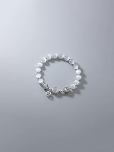 925 Sterling Silver Crystal Elastic rope Crown Dainty Handmade Beaded Bracelet