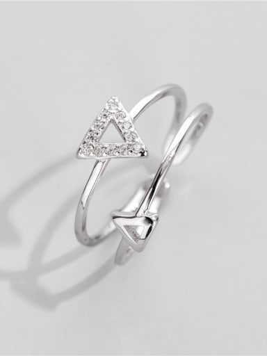 925 Sterling Silver Cubic Zirconia Triangle Minimalist Band Ring