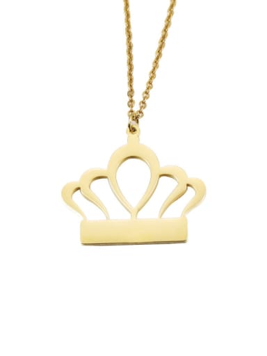 golden Stainless steel Crown Minimalist Necklace