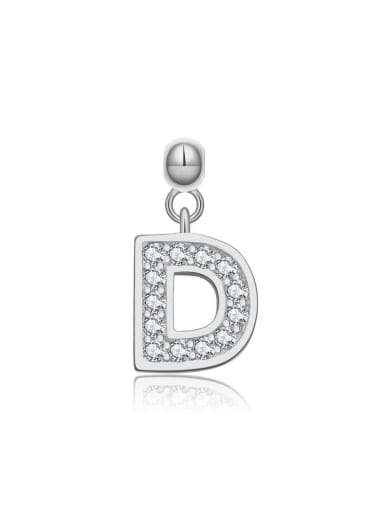 Platinum [D] 925 Sterling Silver Cubic Zirconia Minimalist Letter  Pendant