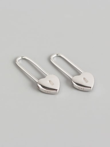 925 Sterling Silver Heart Minimalist Pin Stud Earring