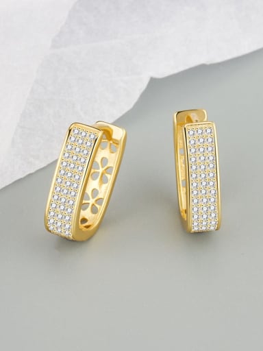 18k Gold 925 Sterling Silver Cubic Zirconia Geometric Minimalist Huggie Earring