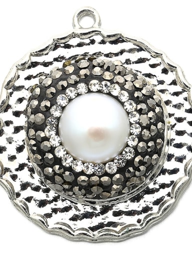 Platinum Brass Microset Loose Beads White Diamond Necklace Pendant
