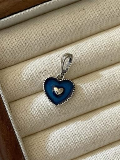 blue 925 Sterling Silver Enamel Vintage Pendant