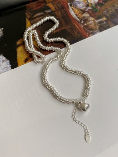925 Sterling Silver Heart Trend Cuban Necklace