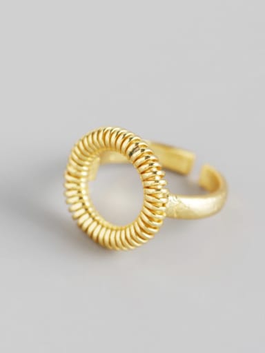 Gold 925 Sterling Silver Geometric Minimalist Blank Ring
