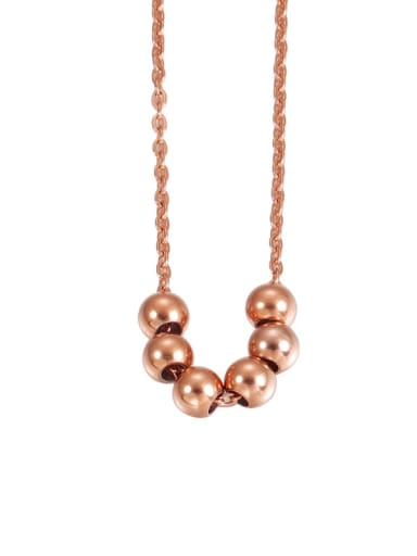 rose gold Stainless steel Geometric Round Bead Pendant Minimalist Necklace
