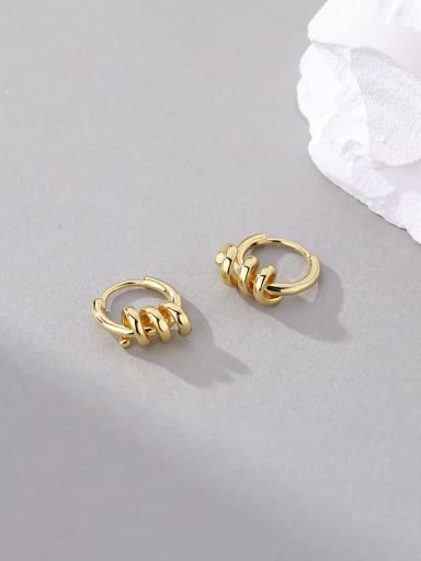 E2645 Gold 925 Sterling Silver Geometric Vintage Huggie Earring
