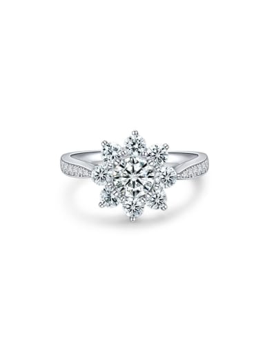 925 Sterling Silver High Carbon Diamond White Flower Luxury Ring