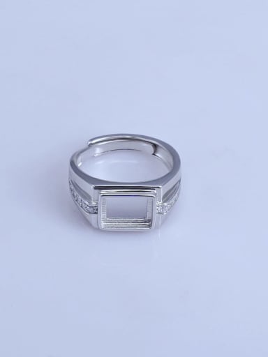 925 Sterling Silver 18K White Gold Plated Geometric Ring Setting Stone size: 7*9mm