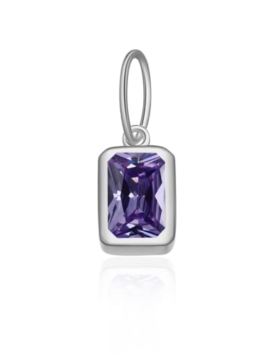 Platinum February 925 Sterling Silver  Cubic Zirconia Minimalist Geometric  Pendant