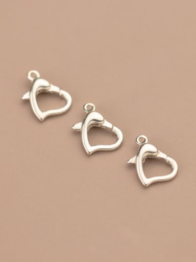 925 Sterling Silver Heart Spring  Buckle Ring Clasp