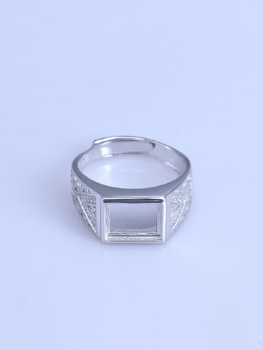 925 Sterling Silver 18K White Gold Plated Geometric Ring Setting Stone size: 8*10mm