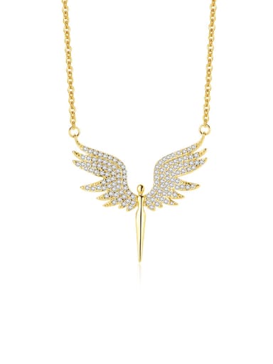 925 Sterling Silver Cubic Zirconia Wing Minimalist Necklace