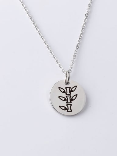 Stainless steel Round Bamboo Minimalist Necklace
