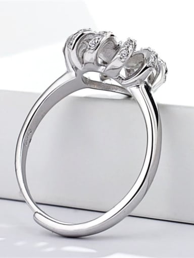 925 Sterling Silver 18K White Gold Plated Ball Ring Setting Stone diameter: 7.5-8mm