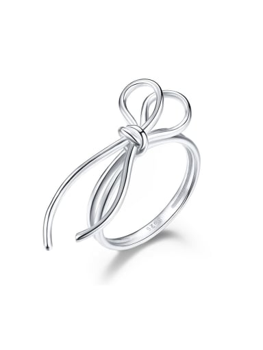 925 Sterling Silver Simple and niche design bow Artisan Band Ring