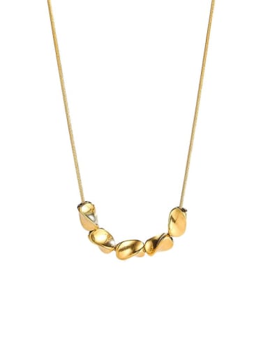 Titanium Steel Irregular Minimalist Geometric Five Bead Gold Necklace