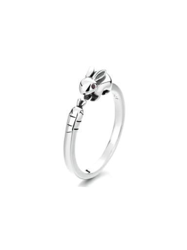 custom 925 Sterling Silver Icon Rabbit Cute Band Ring
