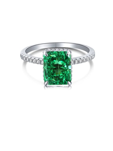 White gold green diamond DY120099 925 Sterling Silver Cubic Zirconia Geometric Luxury Band Ring