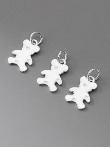 S925 plain silver aged frosted silver bear charm