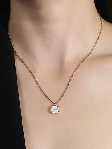 Titanium Steel Shell Square Minimalist Necklace