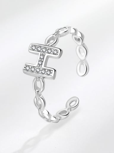 925 Sterling Silver Cubic Zirconia Geometric Chain Dainty Band Ring