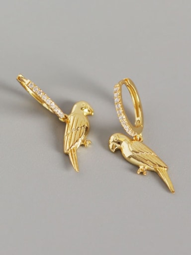 Gold 925 Sterling Silver Bird Trend Huggie Earring