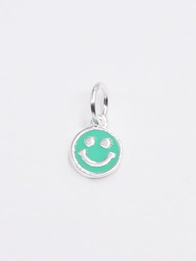 Style one green (by piece) S925 Sterling Silver Epoxy Smiley Face Pink Green Black Yellow Red Smile Pendant