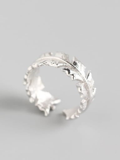 925 Sterling Silver Leaf Trend Band Ring