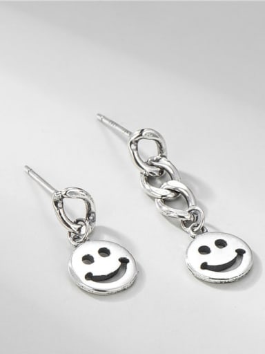925 Sterling Silver Hollow  Smiley Vintage Drop Earring