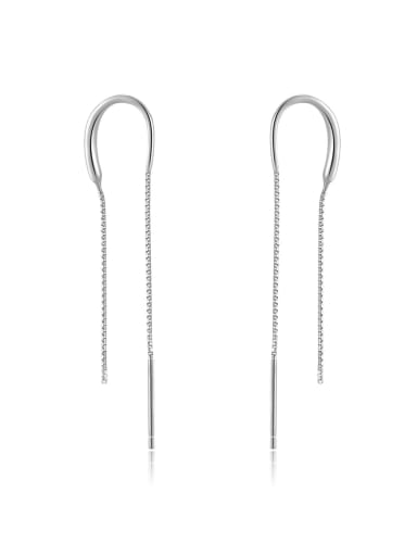 platinum 925 Sterling Silver Tassel Dainty Threader Earring