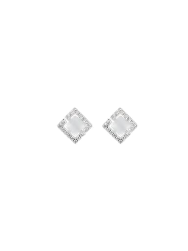 925 Sterling Silver Crystal Geometric Dainty Stud Earring