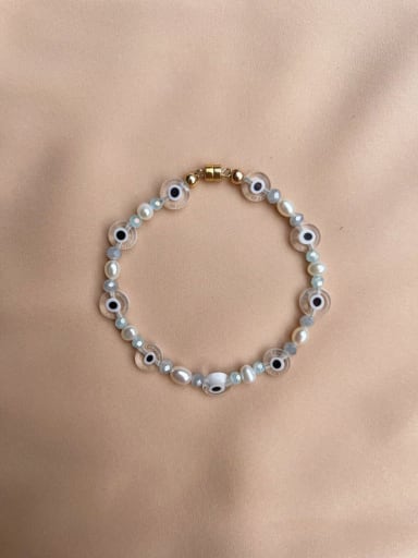 B Titanium Steel Freshwater Pearl Geometric Bohemia Handmade Beaded Bracelet