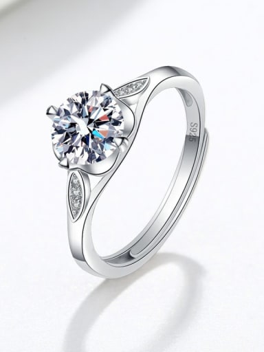 AAAAA Cubic Zirconia 925 Sterling Silver Moissanite Flower Dainty Band Ring