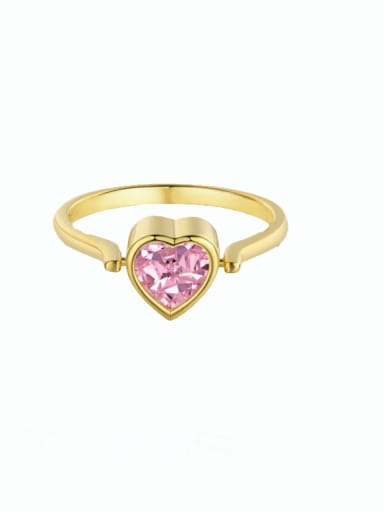 DY120586 gold 925 Sterling Silver 5A Cubic Zirconia Heart Minimalist Band Ring