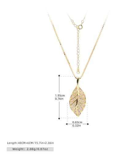 gold 925 Sterling Silver Cubic Zirconia Leaf Minimalist Necklace