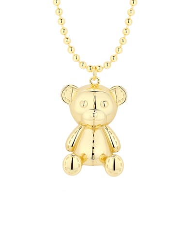 925 Sterling Silver Bear Cute Bead Chain Necklace