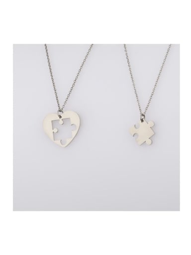 Stainless steel Heart puzzle Trend Necklace
