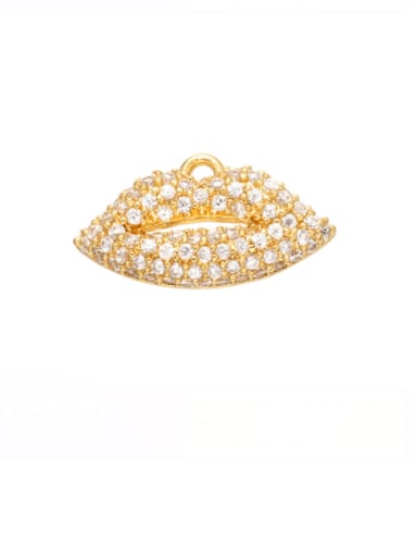 Golden White Diamond Brass Cubic Zirconia Micro Inlay Mouth Pendant