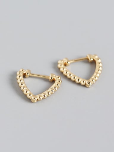 Gold 925 Sterling Silver Cubic Zirconia  Hollow Heart Vintage Stud Earring