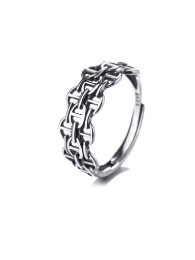 925 Sterling Silver Weave Geometric Vintage Band Ring