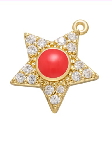 Red White Diamond Brass Diamond Gold Plated Five-pointed Star Pendant