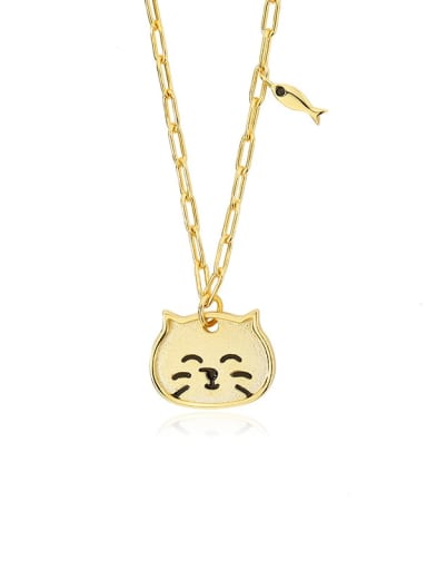 925 Sterling Silver Icon Cute  Cat Pendant Necklace