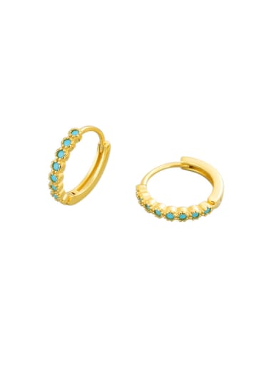 Gold color 925 Sterling Silver Turquoise Geometric Minimalist Huggie Earring