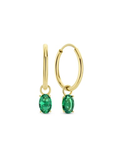 Golden +Green 925 Sterling Silver Cubic Zirconia Geometric Minimalist Huggie Earring