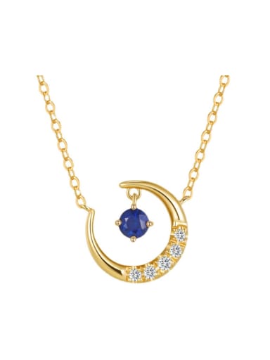 925 Sterling Silver Cubic Zirconia Blue Moon Dainty Necklace