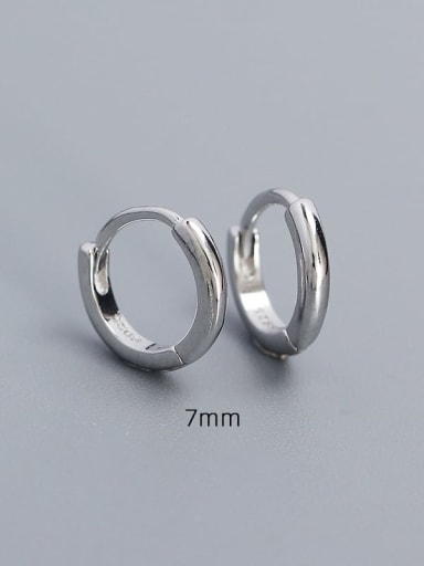 7mm Platinum 925 Sterling Silver Geometric Minimalist Huggie Earring